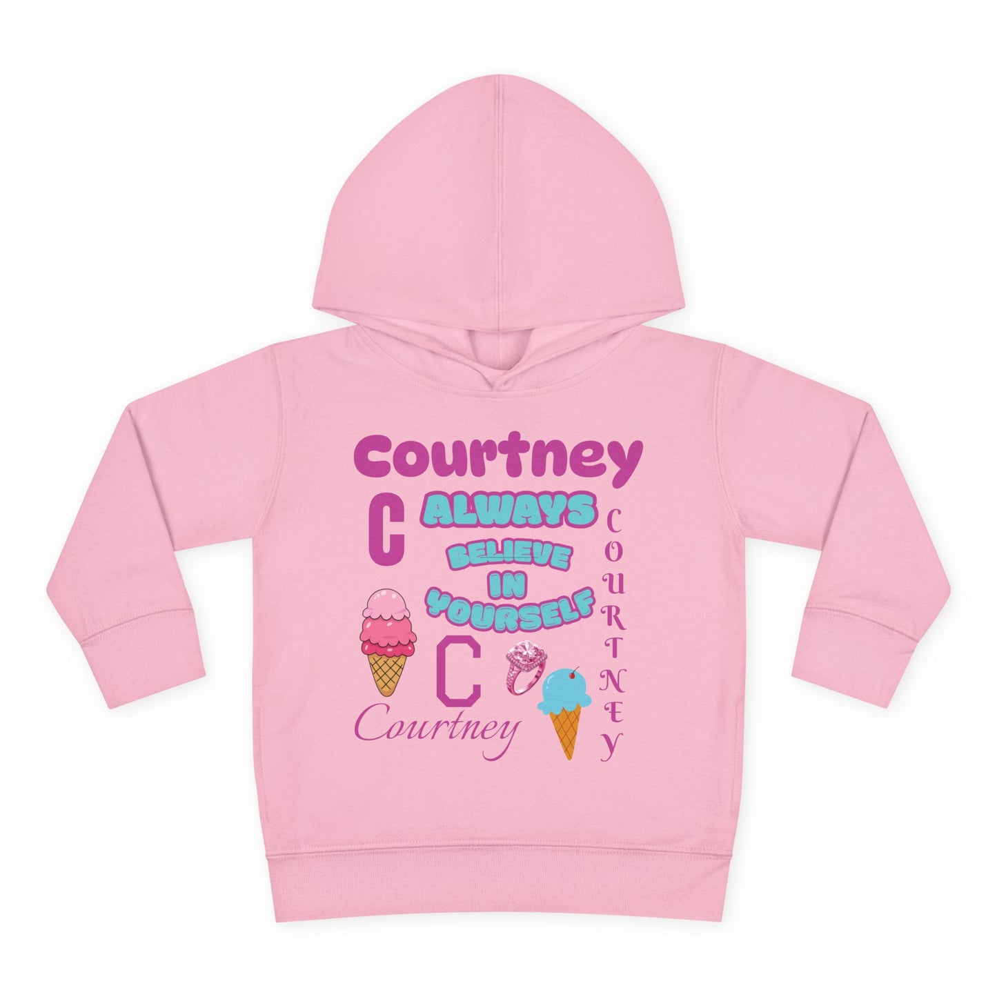 Personalized Toddler Hoodie - "Always Believe in Yourself" Cute Ice Cream Design