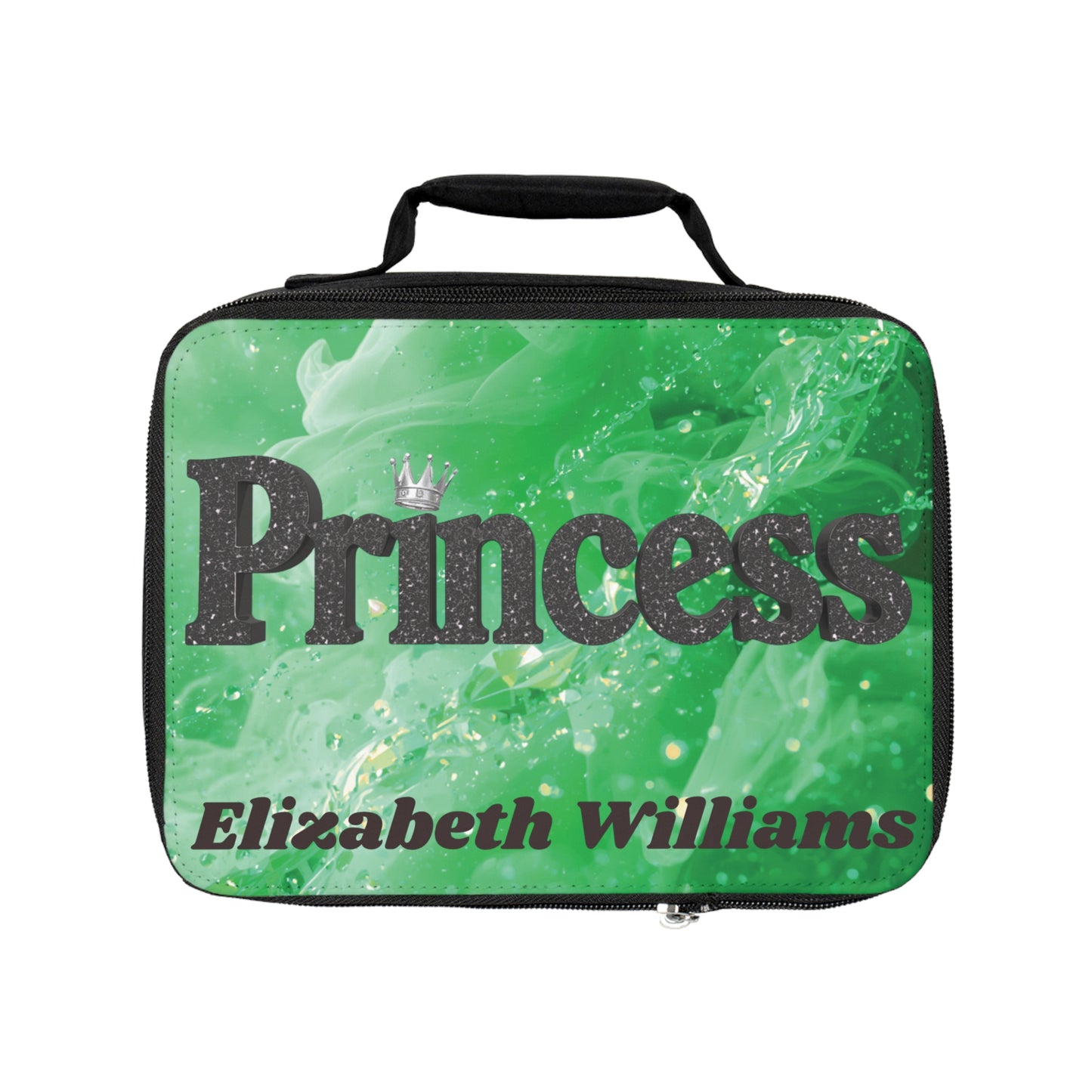 Personalized 'Princess' Lunch Bag — Custom Name Green Swirl Kids Lunchbox