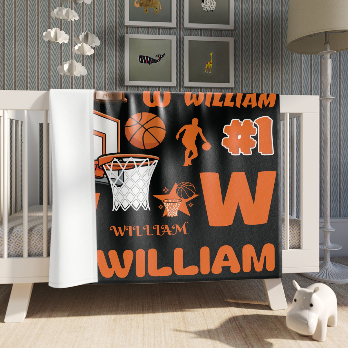 Personalized Basketball Name Throw Blanket