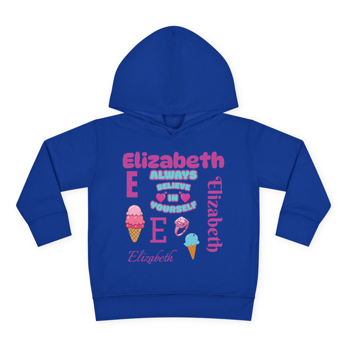 Personalized Toddler Hoodie - "Always Believe in Yourself" Cute Ice Cream Design