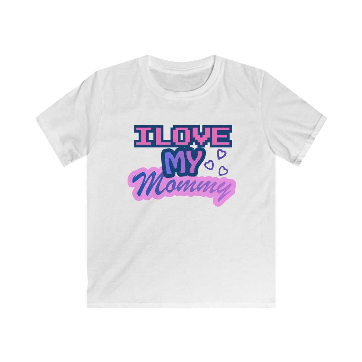 Kids T-Shirt — "I Love My Mommy" Retro Pixel Heart Design