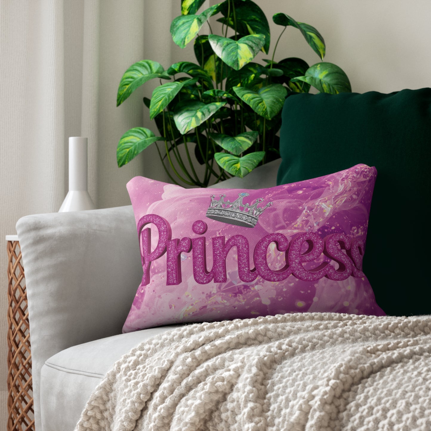 Personalized - "Princess" Pink Lumbar Pillow