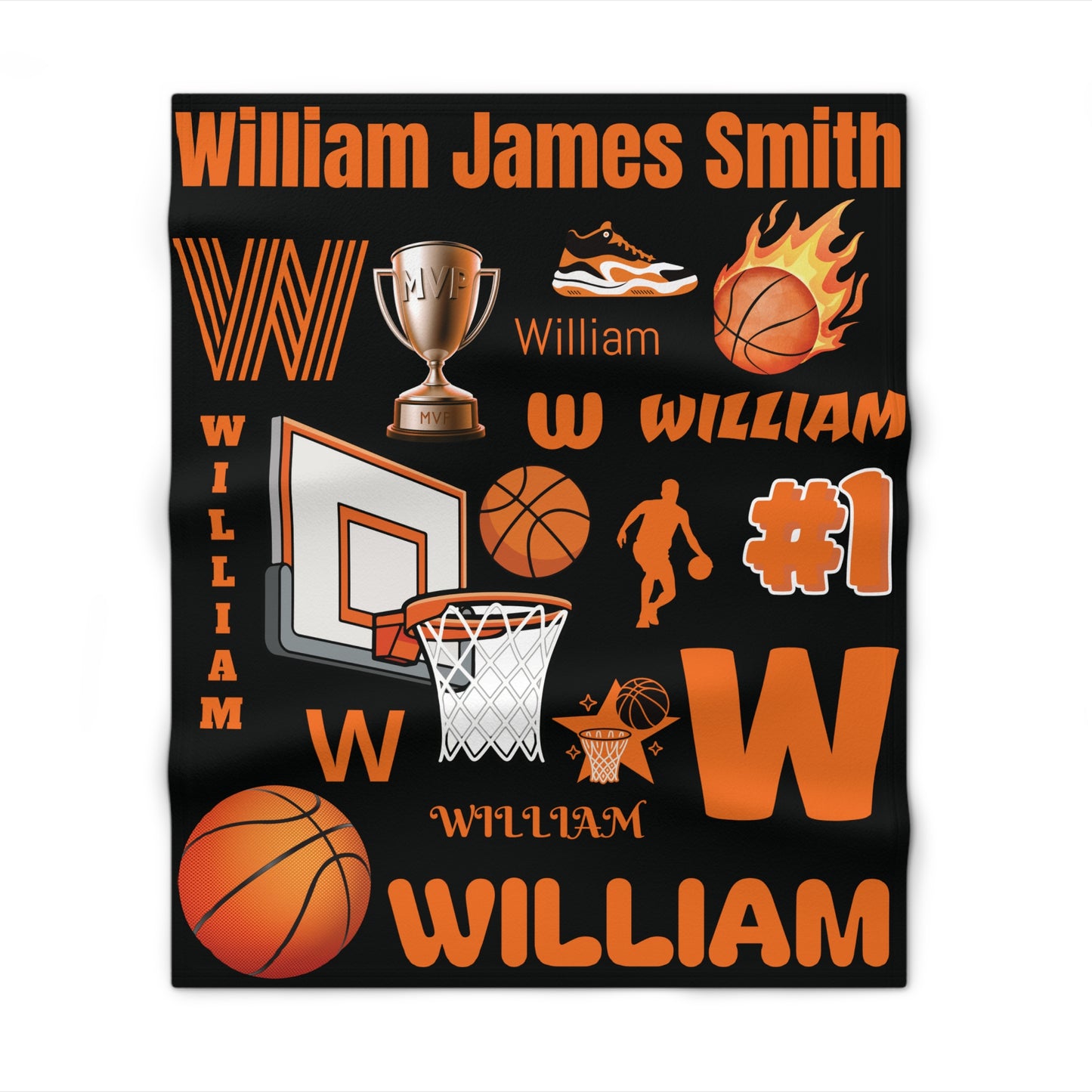 Personalized Basketball Name Throw Blanket