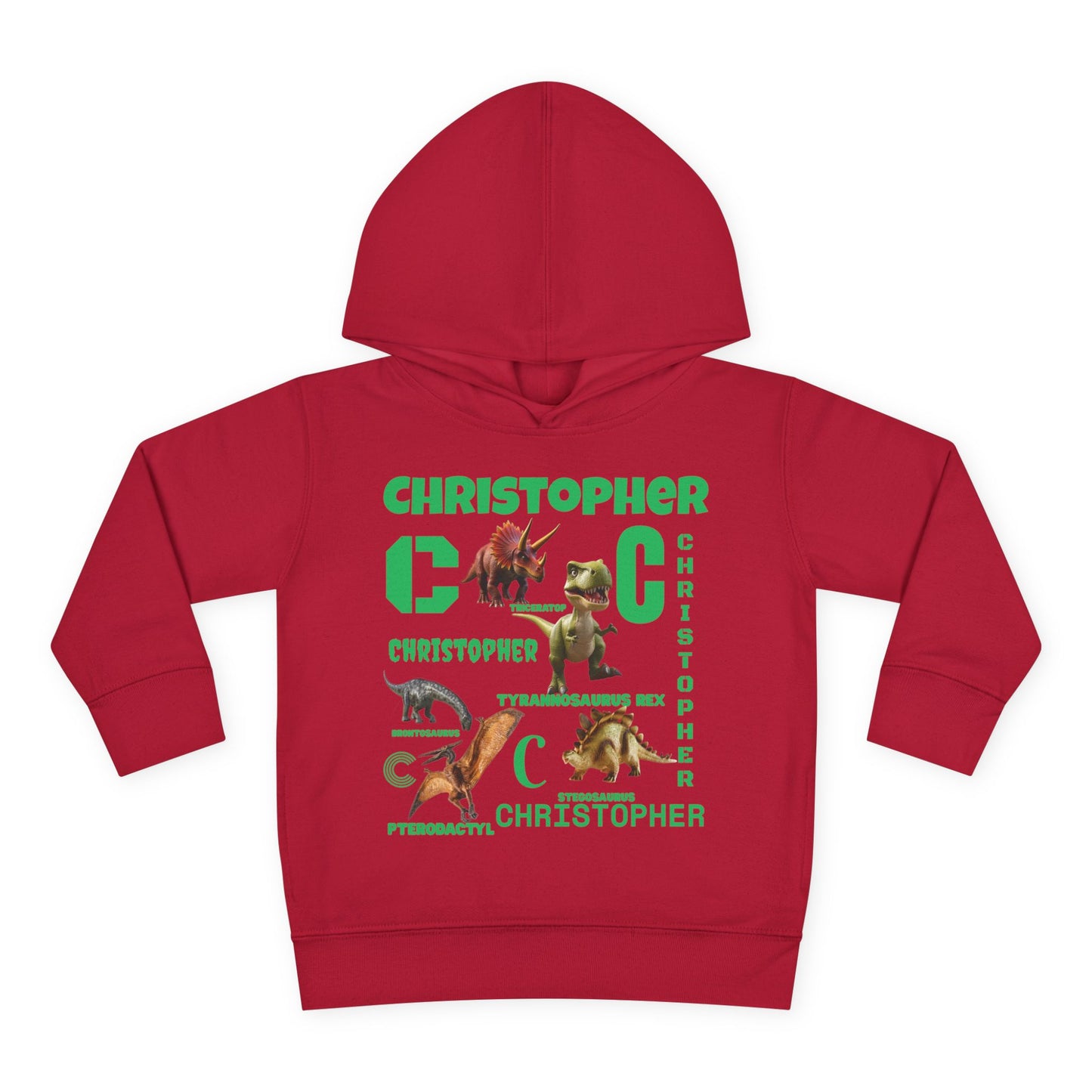 Boys Toddler Hoodie — Personalized Dino Name Collage (Custom Kids Pullover)