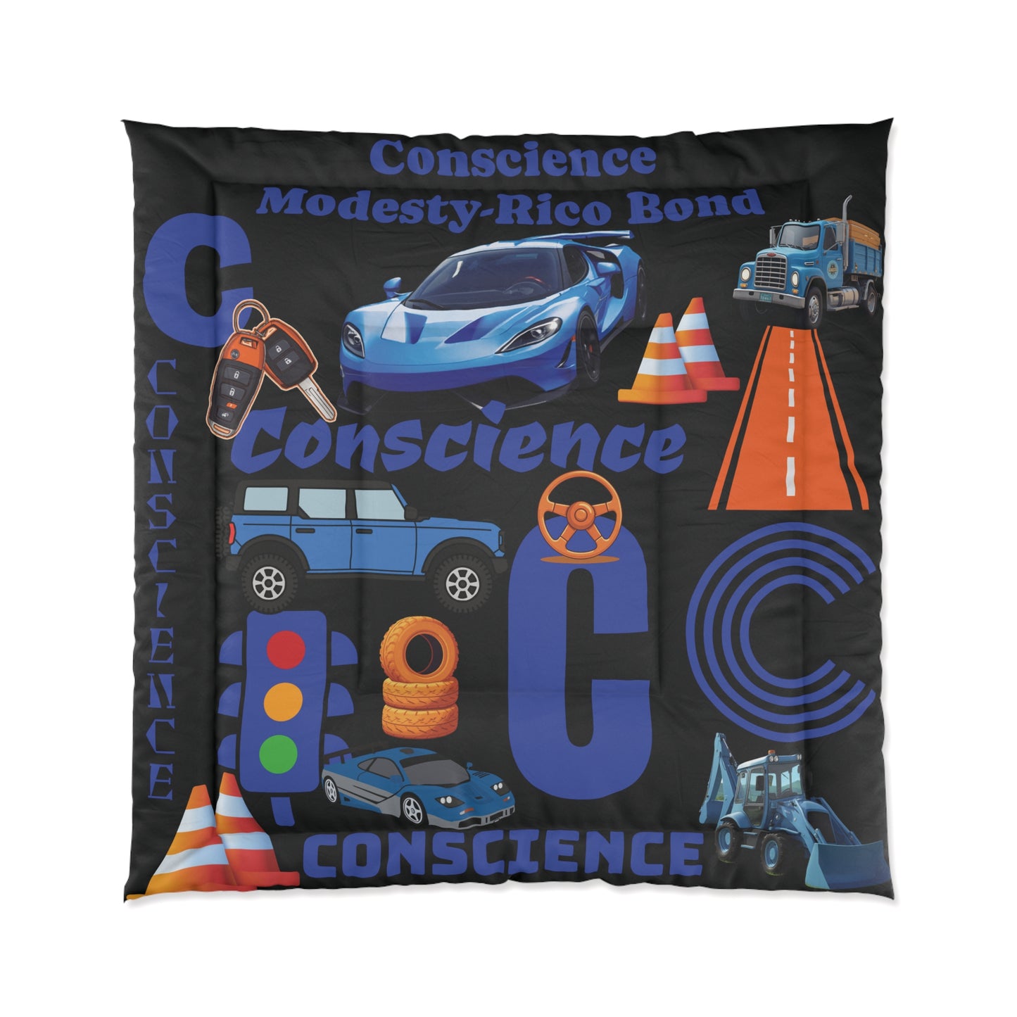 Personalized Name - Boys Car and Truck Comforter