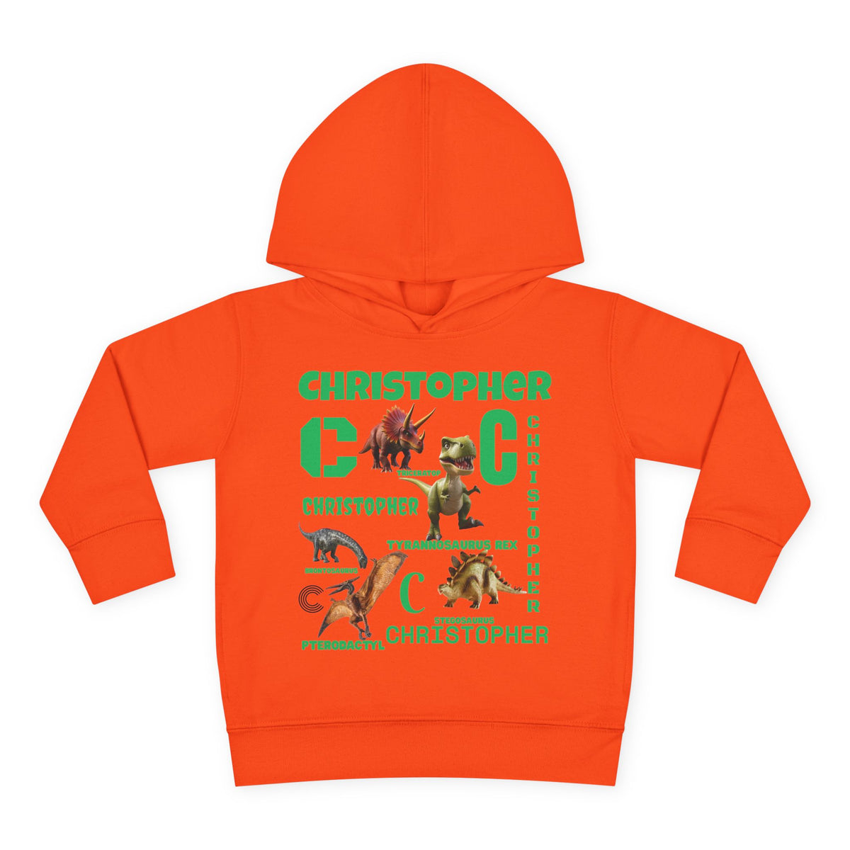 Boys Toddler Hoodie — Personalized Dino Name Collage (Custom Kids Pullover)