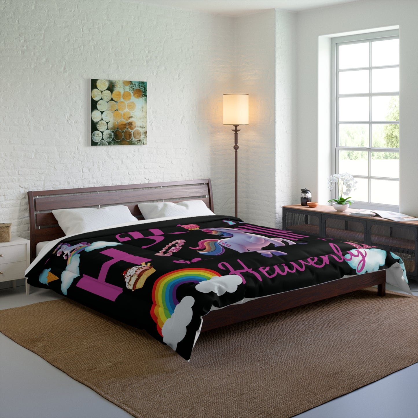 Personalized Name - Unicorn Comforter – Kids’ Rainbow & Ice Cream Bedroom Duvet