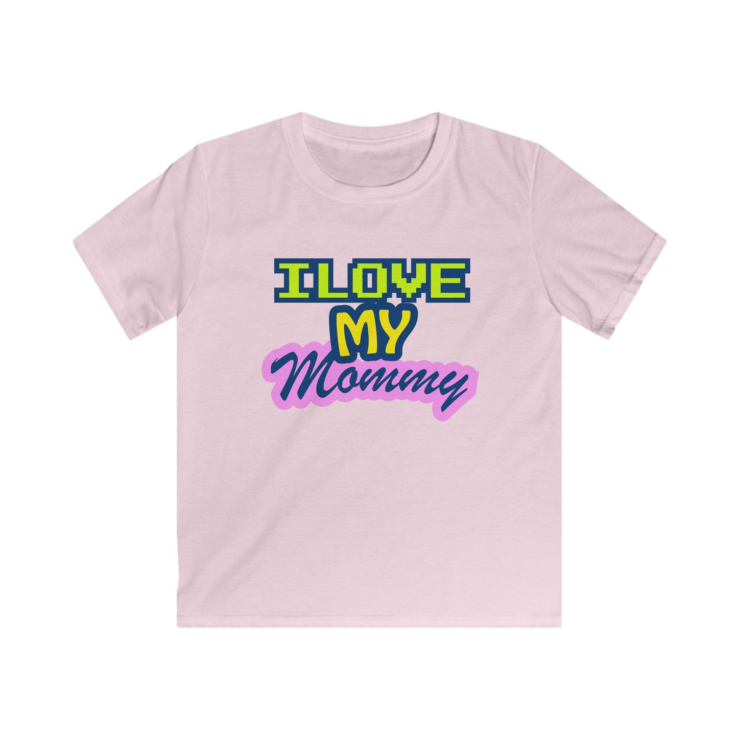 Kids T-Shirt — "I Love My Mommy" Retro Pixel Heart Design