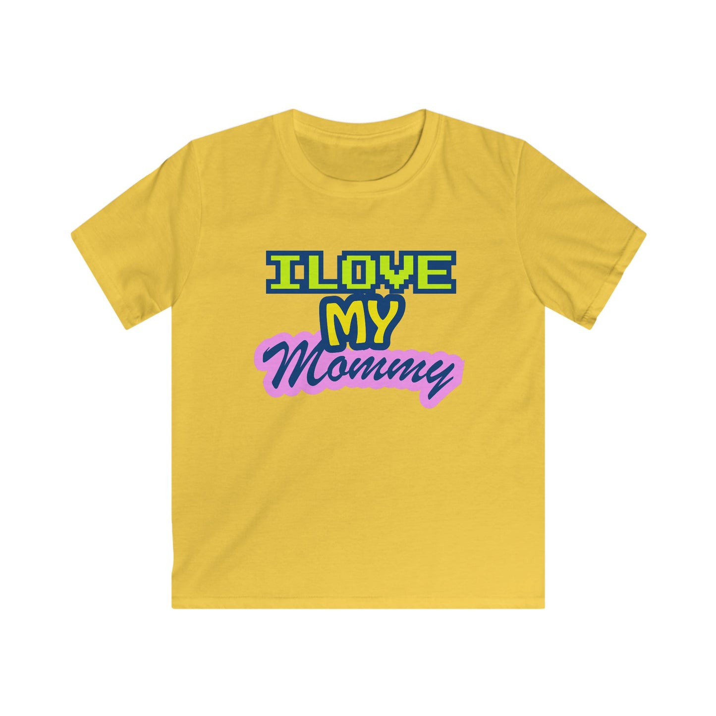 Kids T-Shirt — "I Love My Mommy" Retro Pixel Heart Design