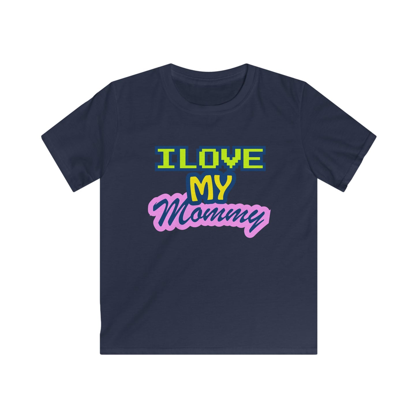 Kids T-Shirt — "I Love My Mommy" Retro Pixel Heart Design