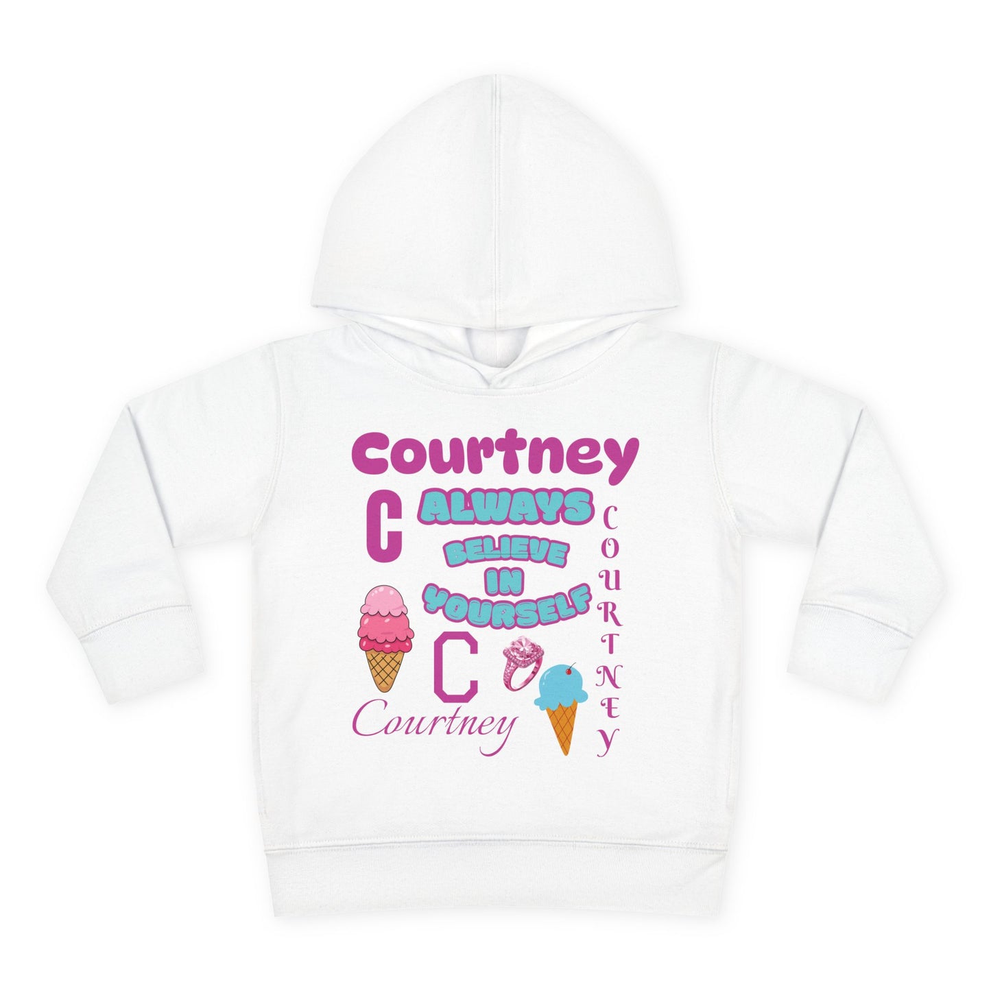 Personalized Toddler Hoodie - "Always Believe in Yourself" Cute Ice Cream Design