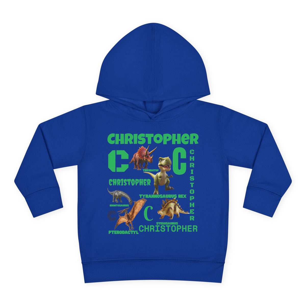 Boys Toddler Hoodie — Personalized Dino Name Collage (Custom Kids Pullover)