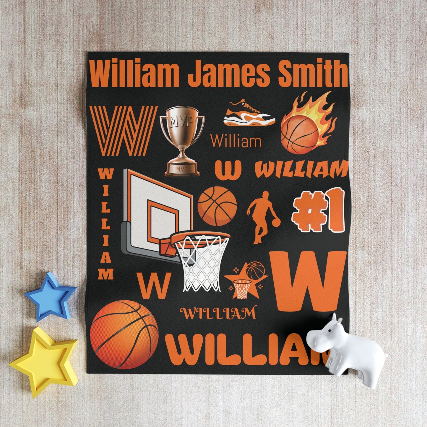 Personalized Basketball Name Throw Blanket