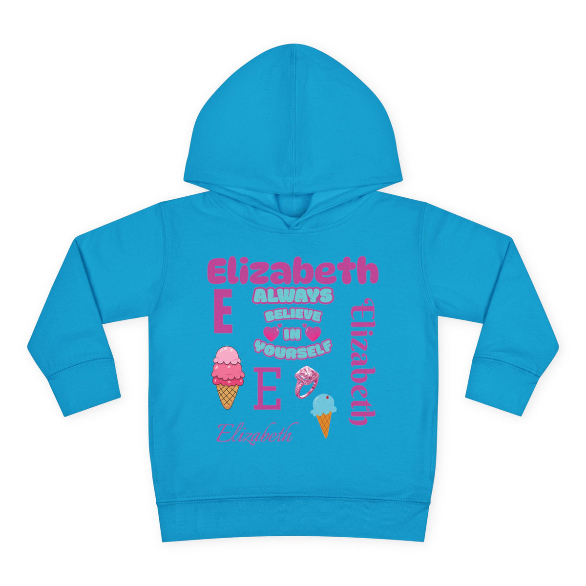 Personalized Toddler Hoodie - "Always Believe in Yourself" Cute Ice Cream Design