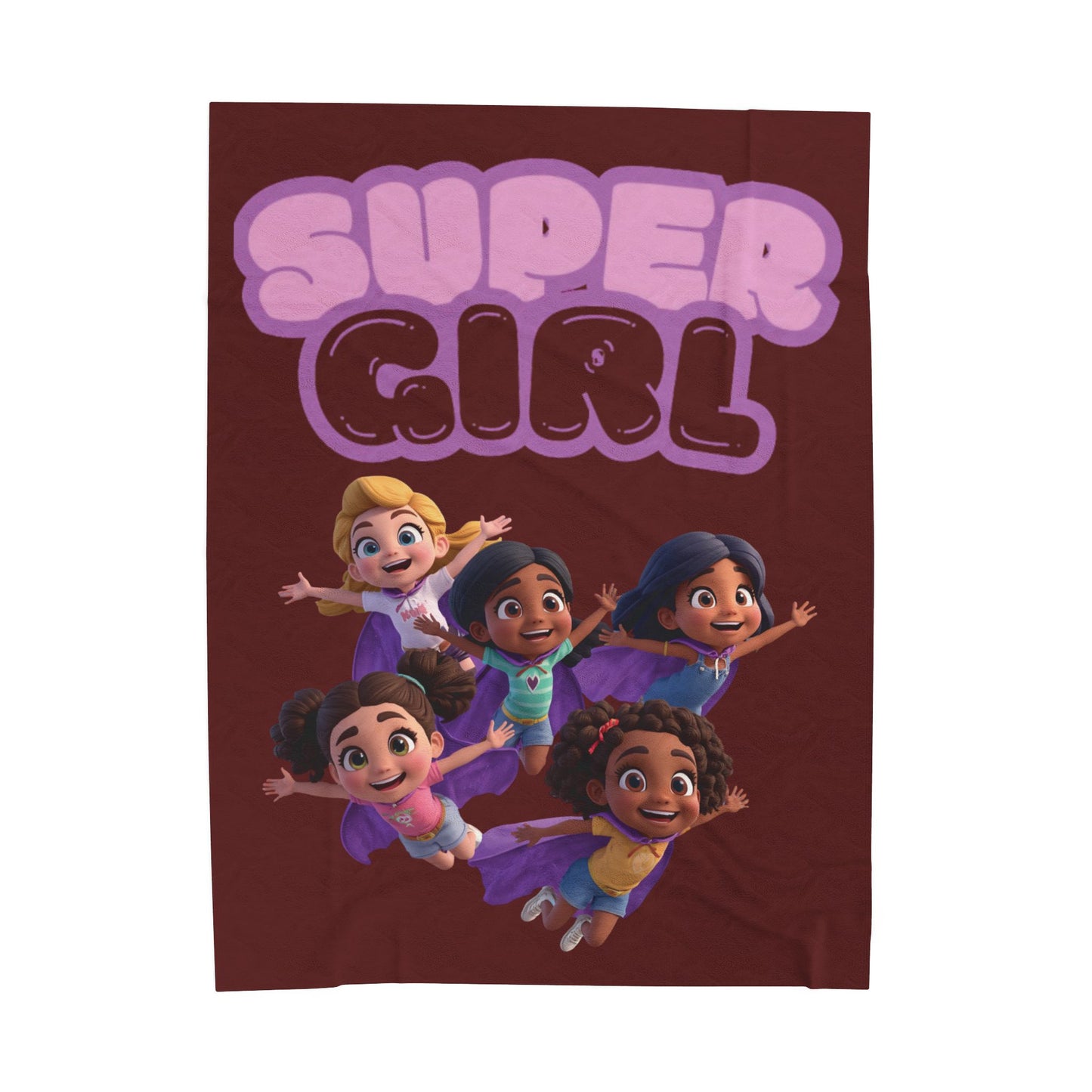 Super Girl Velveteen Plush Blanket — Kids’ Superhero Girls Throw