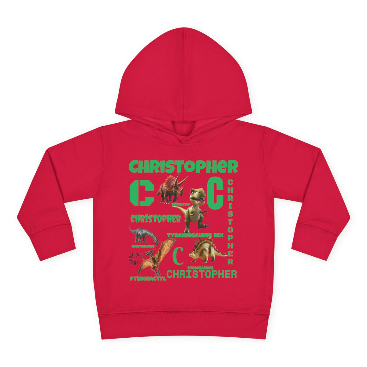 Boys Toddler Hoodie — Personalized Dino Name Collage (Custom Kids Pullover)