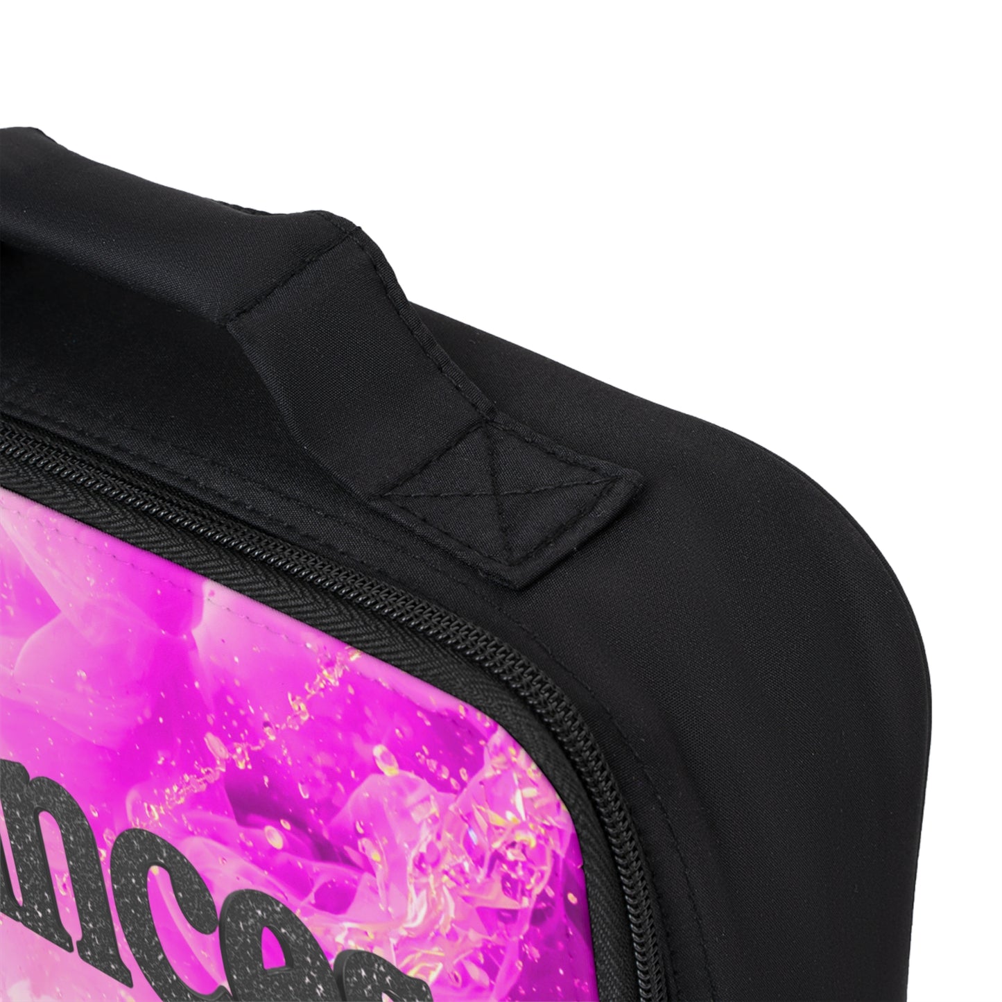 Princess Personalized Lunch Bag — Custom Name Pink Glitter Kids Lunchbox