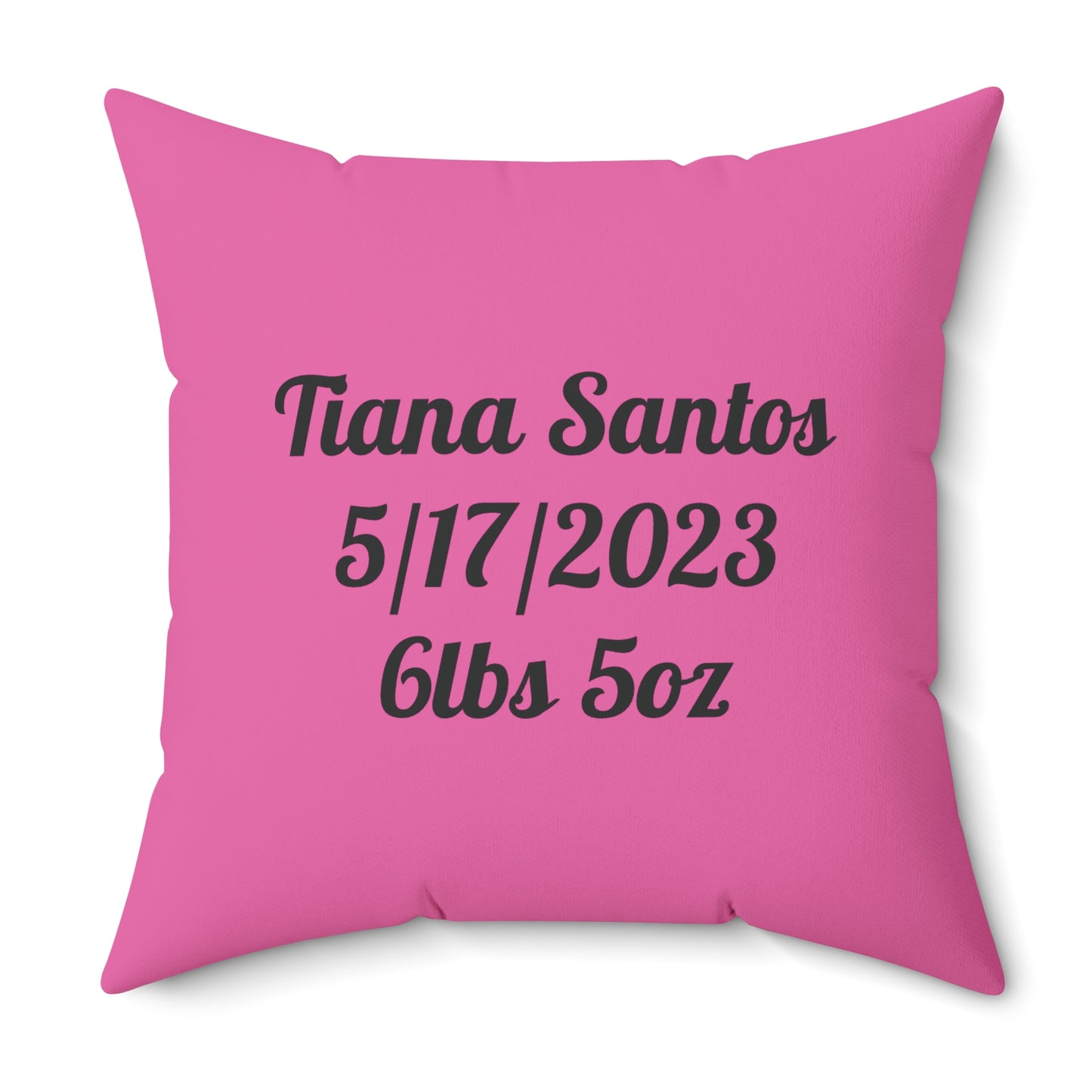 Personalized Baby Girl Bear Nursery Pillow — Custom Name & Birth Details