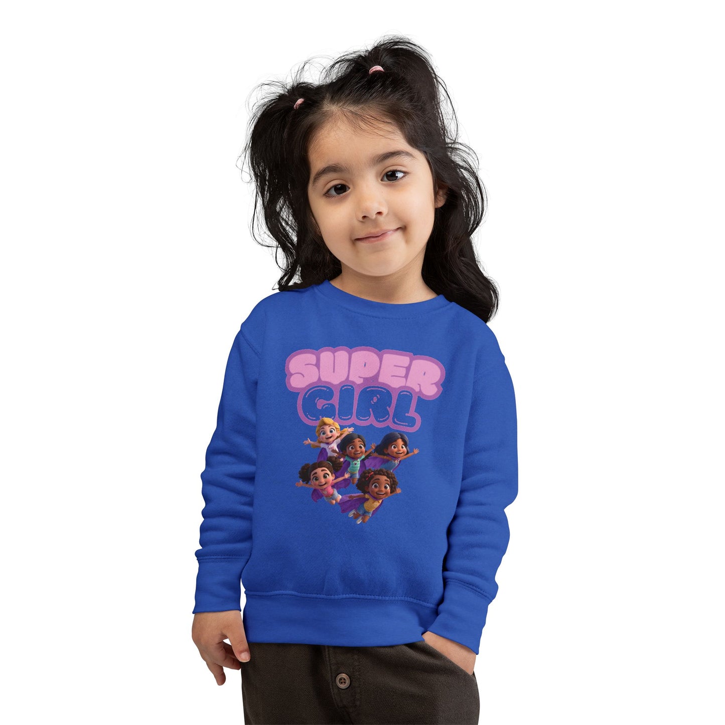 SuperGirl Toddler Sweatshirt — Cute Flying Superhero Graphic for Kids