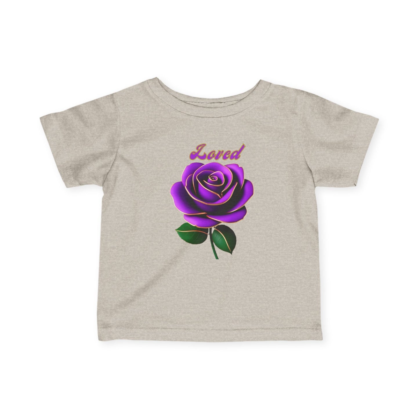 Loved Purple Rose Infant Tee — Gold-Trim Floral Baby Shirt