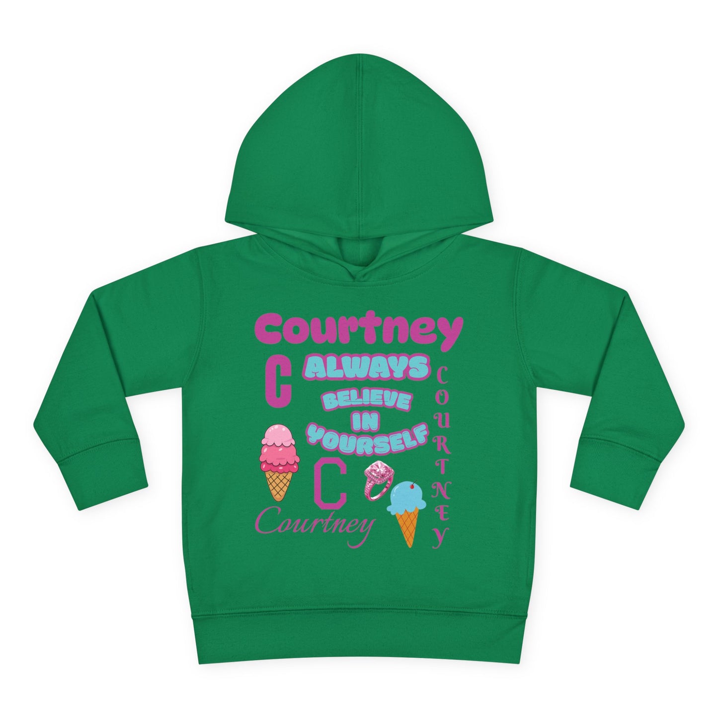 Personalized Toddler Hoodie - "Always Believe in Yourself" Cute Ice Cream Design