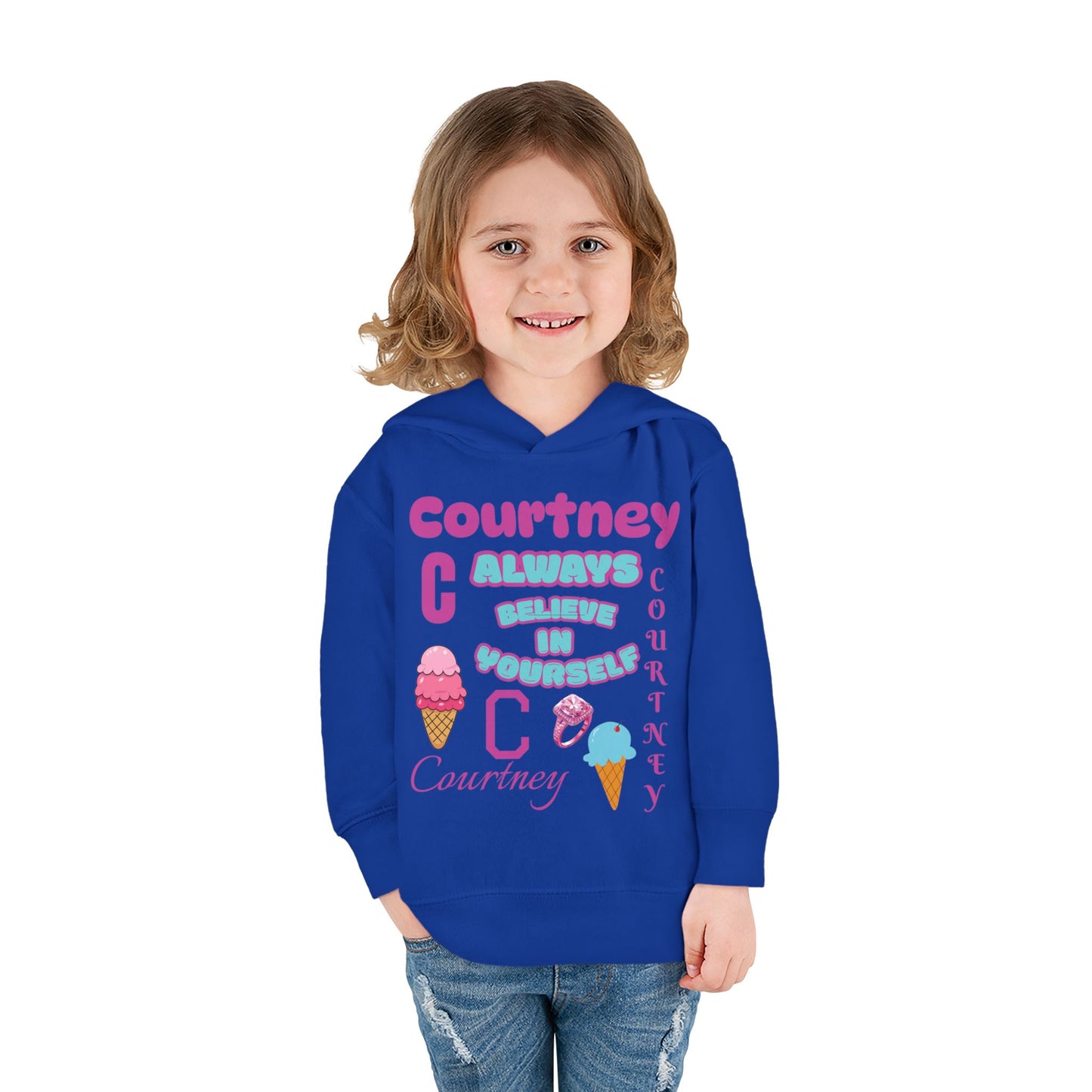 Personalized Toddler Hoodie - "Always Believe in Yourself" Cute Ice Cream Design