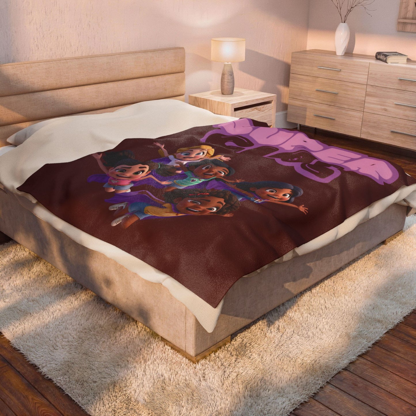 Super Girl Velveteen Plush Blanket — Kids’ Superhero Girls Throw