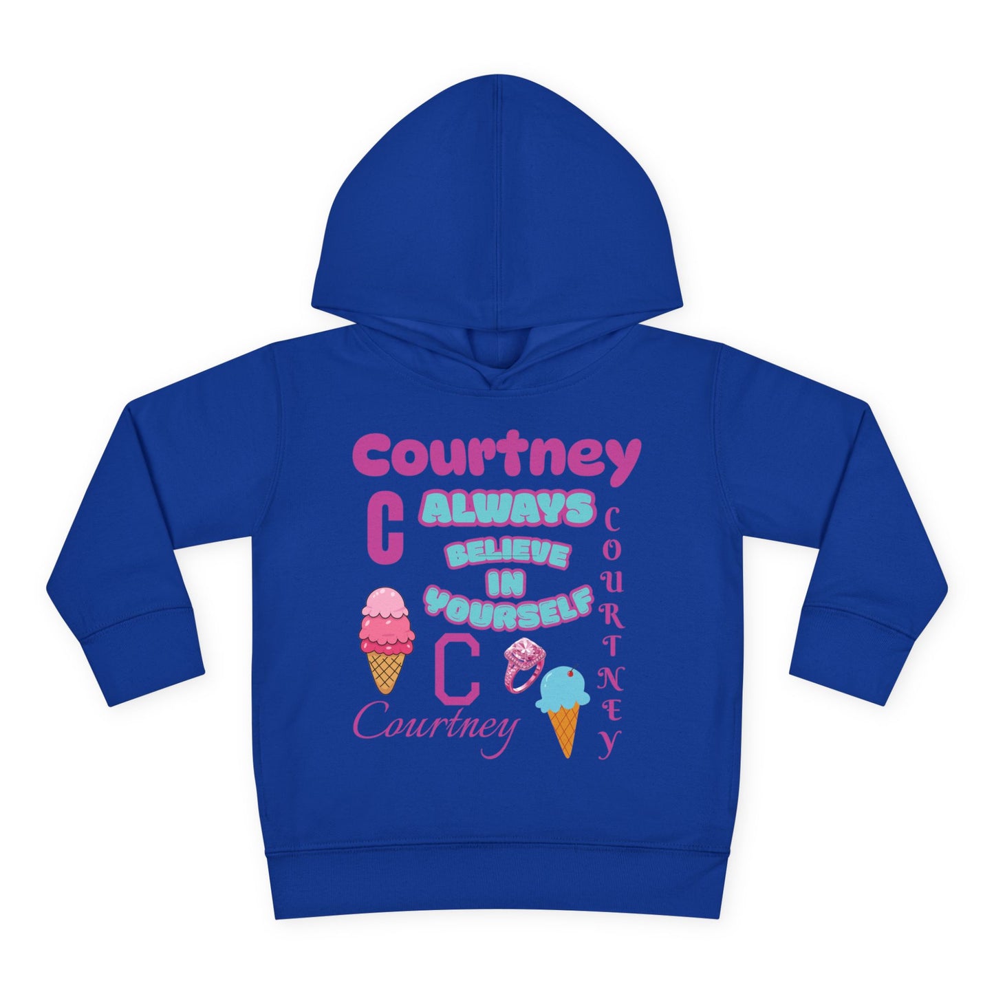 Personalized Toddler Hoodie - "Always Believe in Yourself" Cute Ice Cream Design