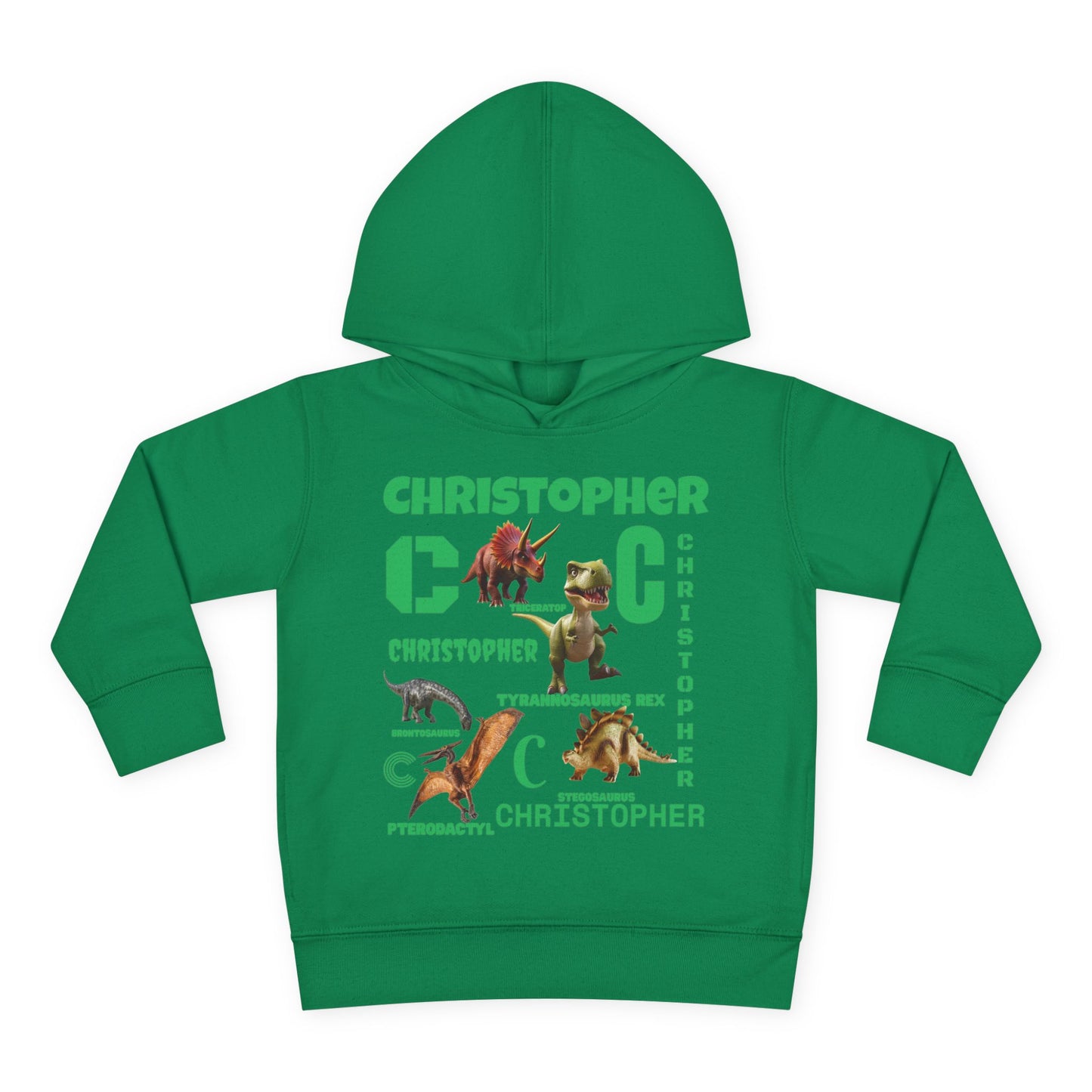 Boys Toddler Hoodie — Personalized Dino Name Collage (Custom Kids Pullover)