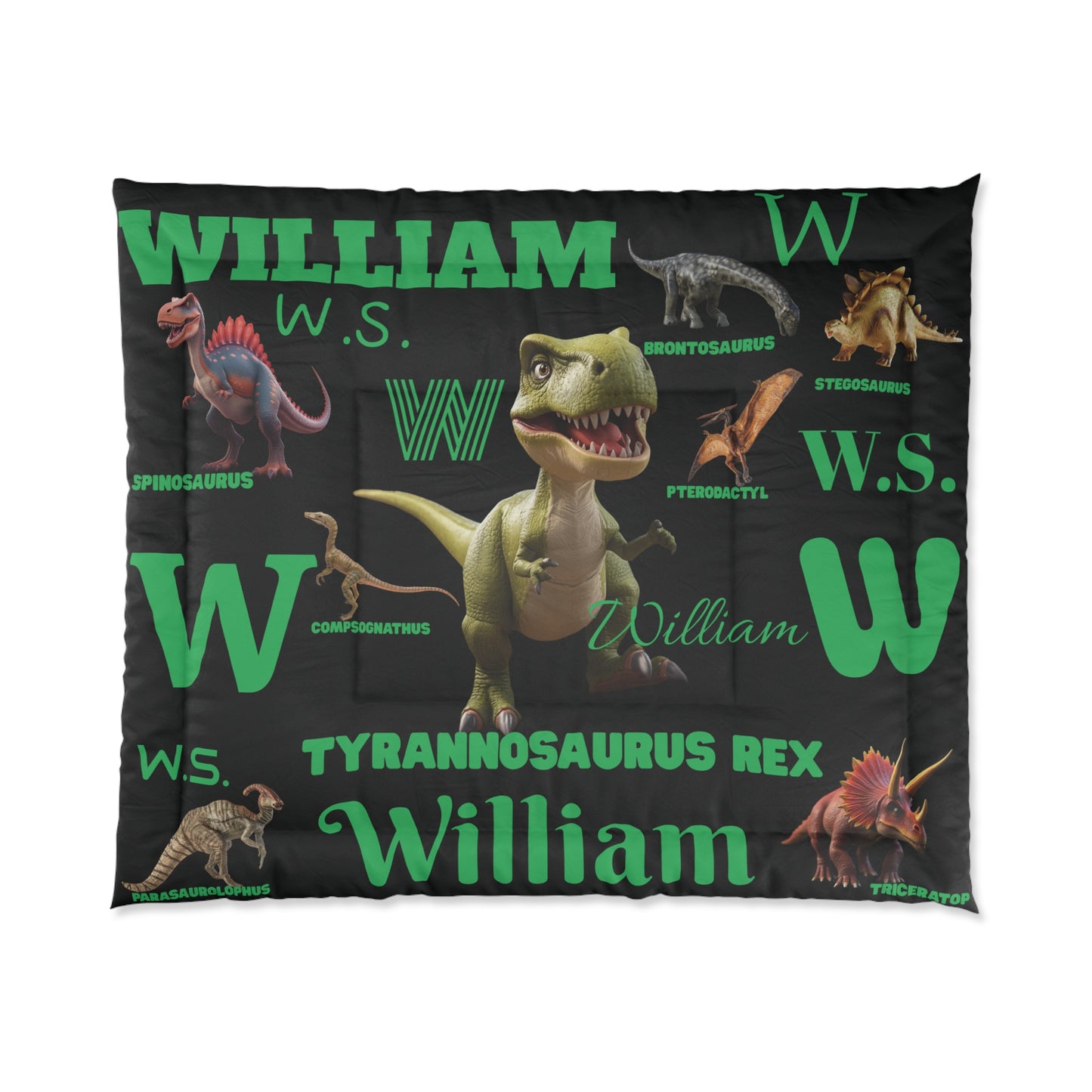 Personalized Dinosaur Comforter Kids T-Rex Bedding