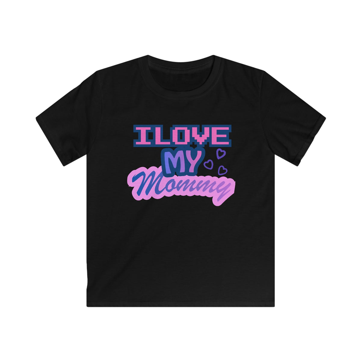 Kids T-Shirt — "I Love My Mommy" Retro Pixel Heart Design