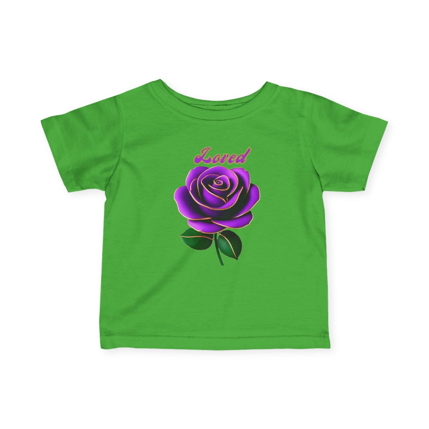Loved Purple Rose Infant Tee — Gold-Trim Floral Baby Shirt
