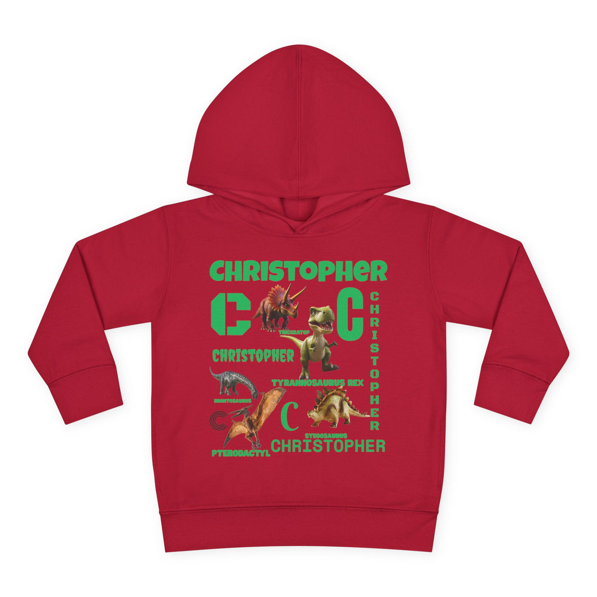Boys Toddler Hoodie — Personalized Dino Name Collage (Custom Kids Pullover)
