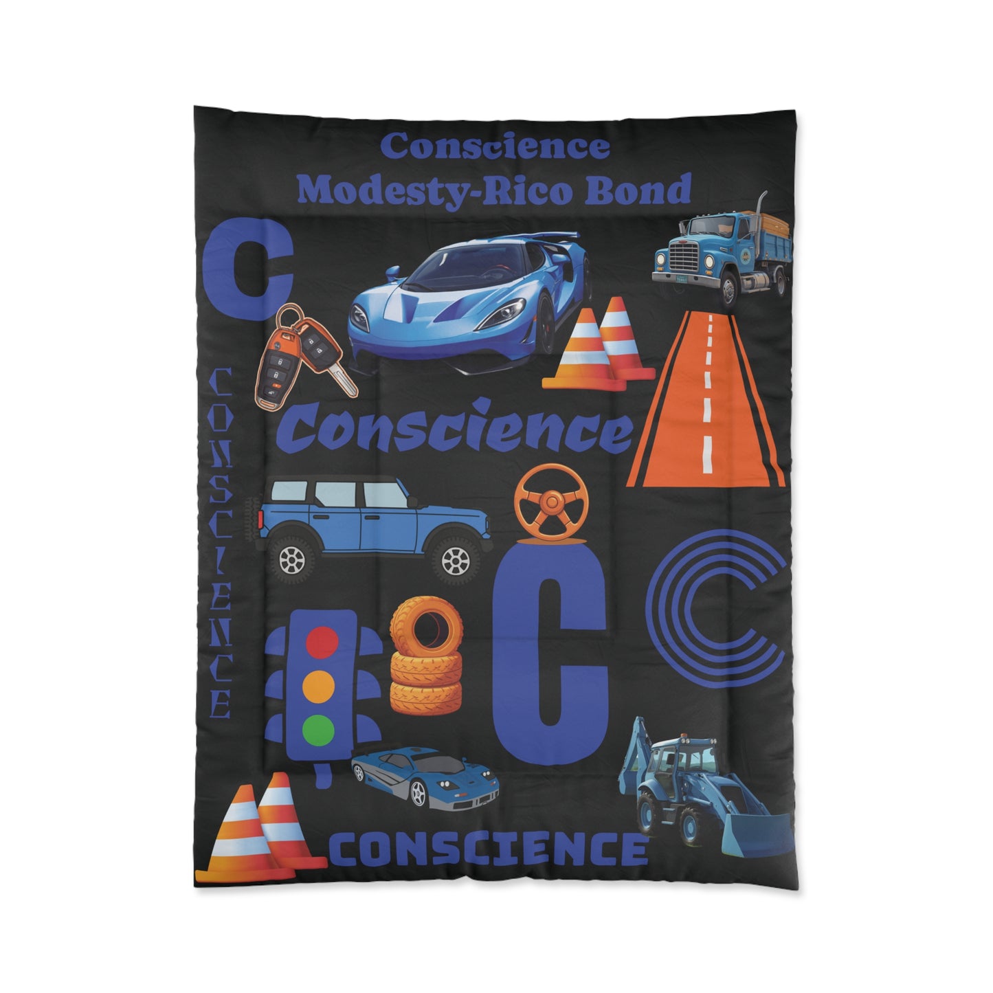 Personalized Name - Boys Car and Truck Comforter
