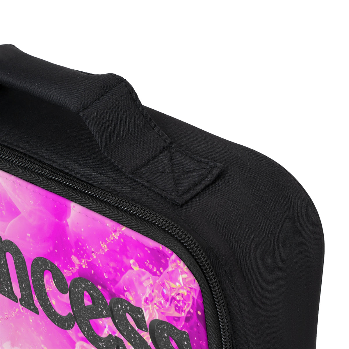 Princess Personalized Lunch Bag — Custom Name Pink Glitter Kids Lunchbox