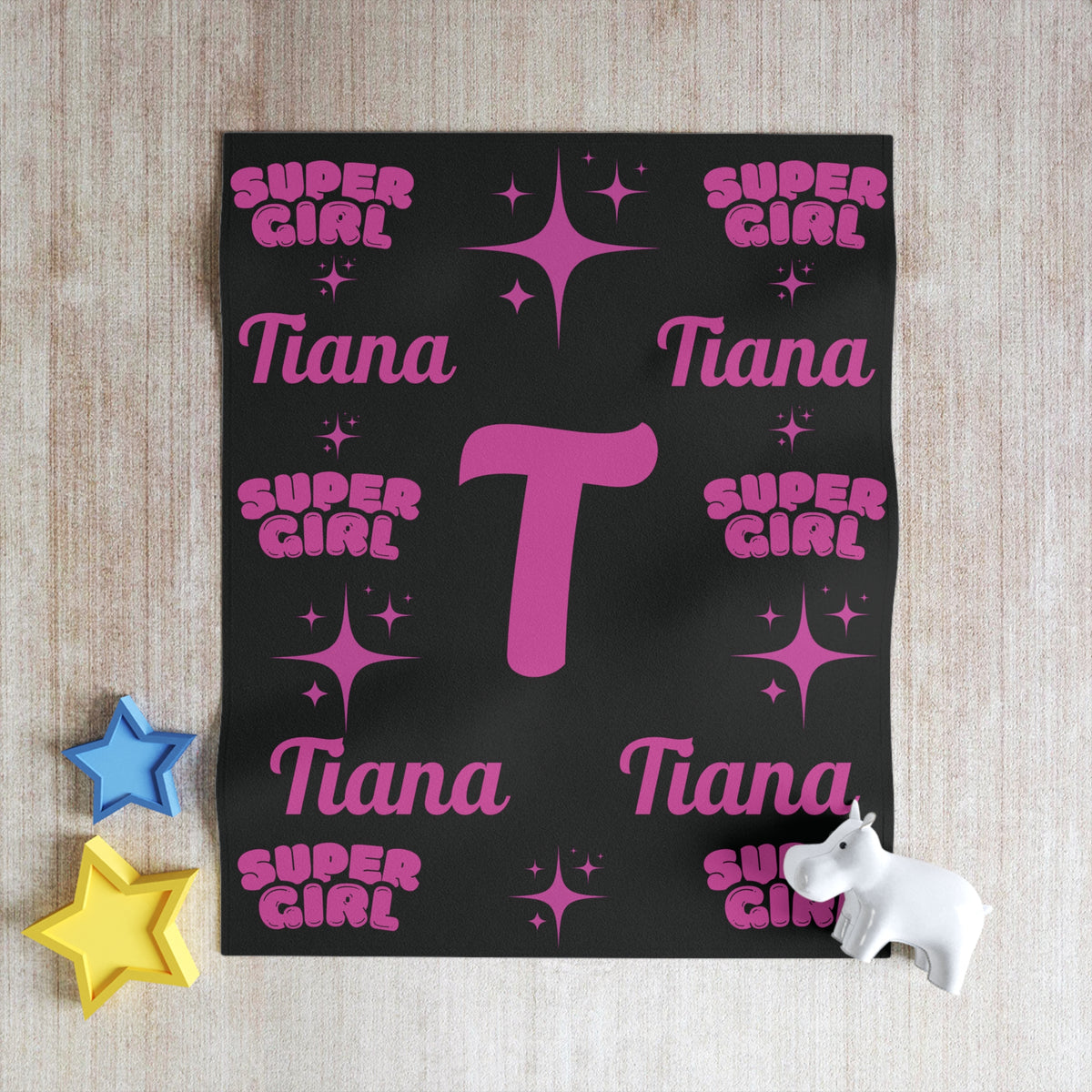 Personalized 'Tiana' Super Girl Throw Blanket — Pink Monogram Cozy Gift