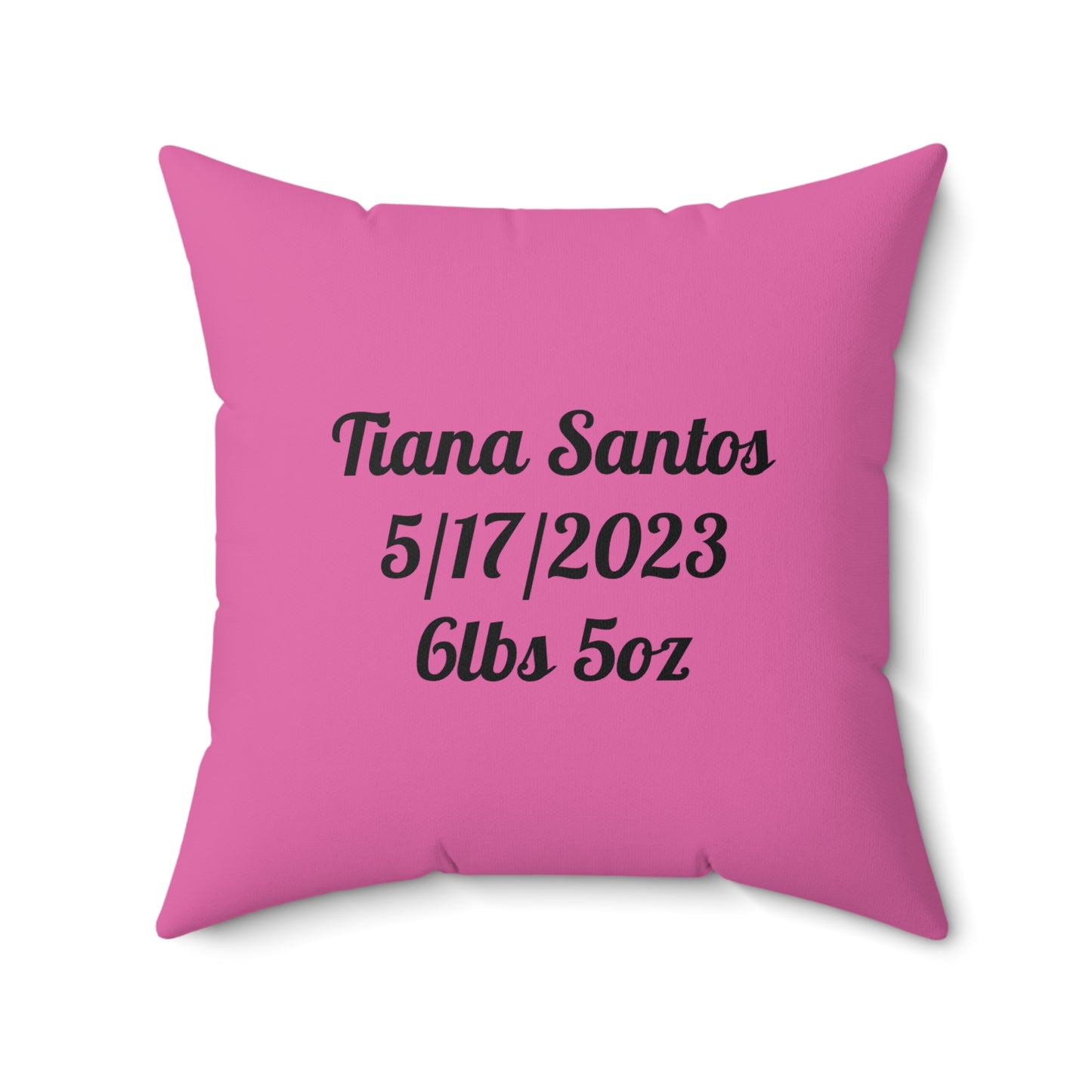 Personalized Baby Girl Bear Nursery Pillow — Custom Name & Birth Details