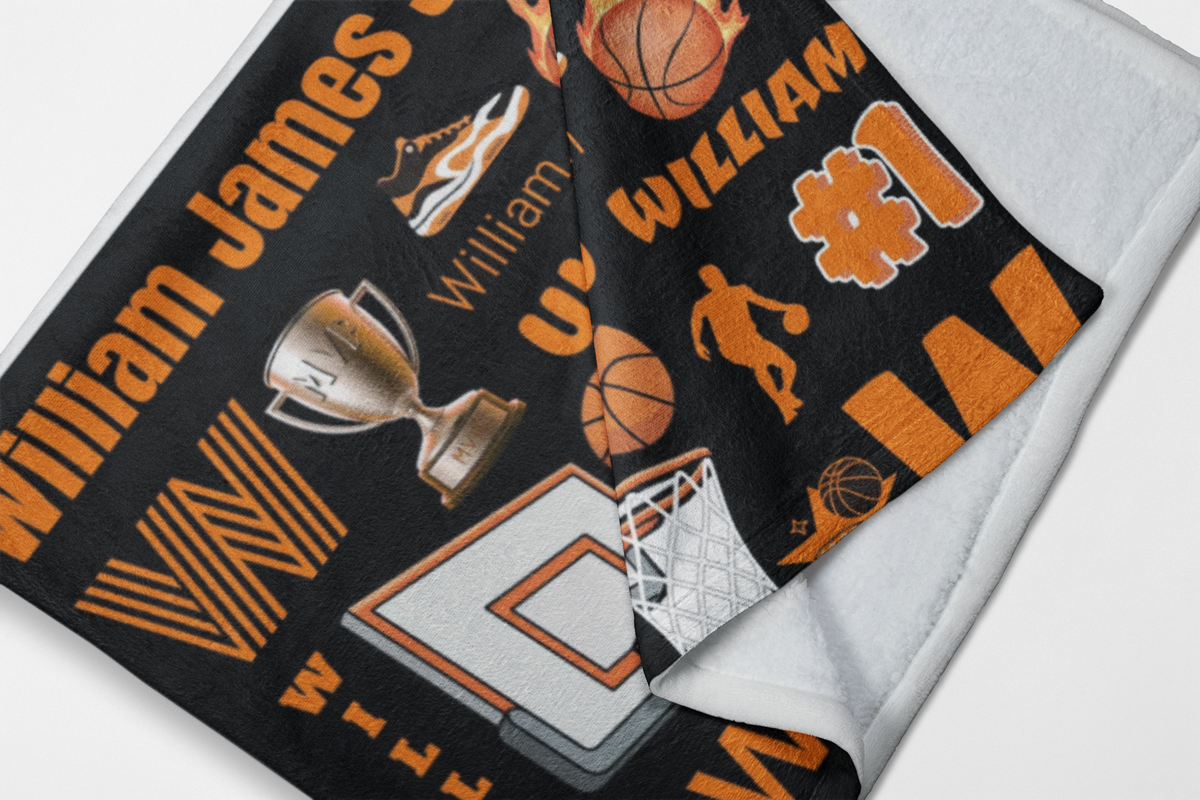 Personalized Basketball Name Throw Blanket