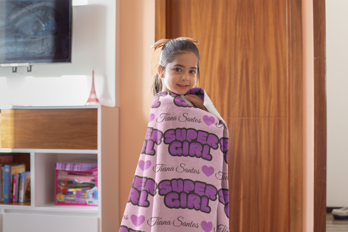 Personalized - Super Girl Velveteen Plush Blanket