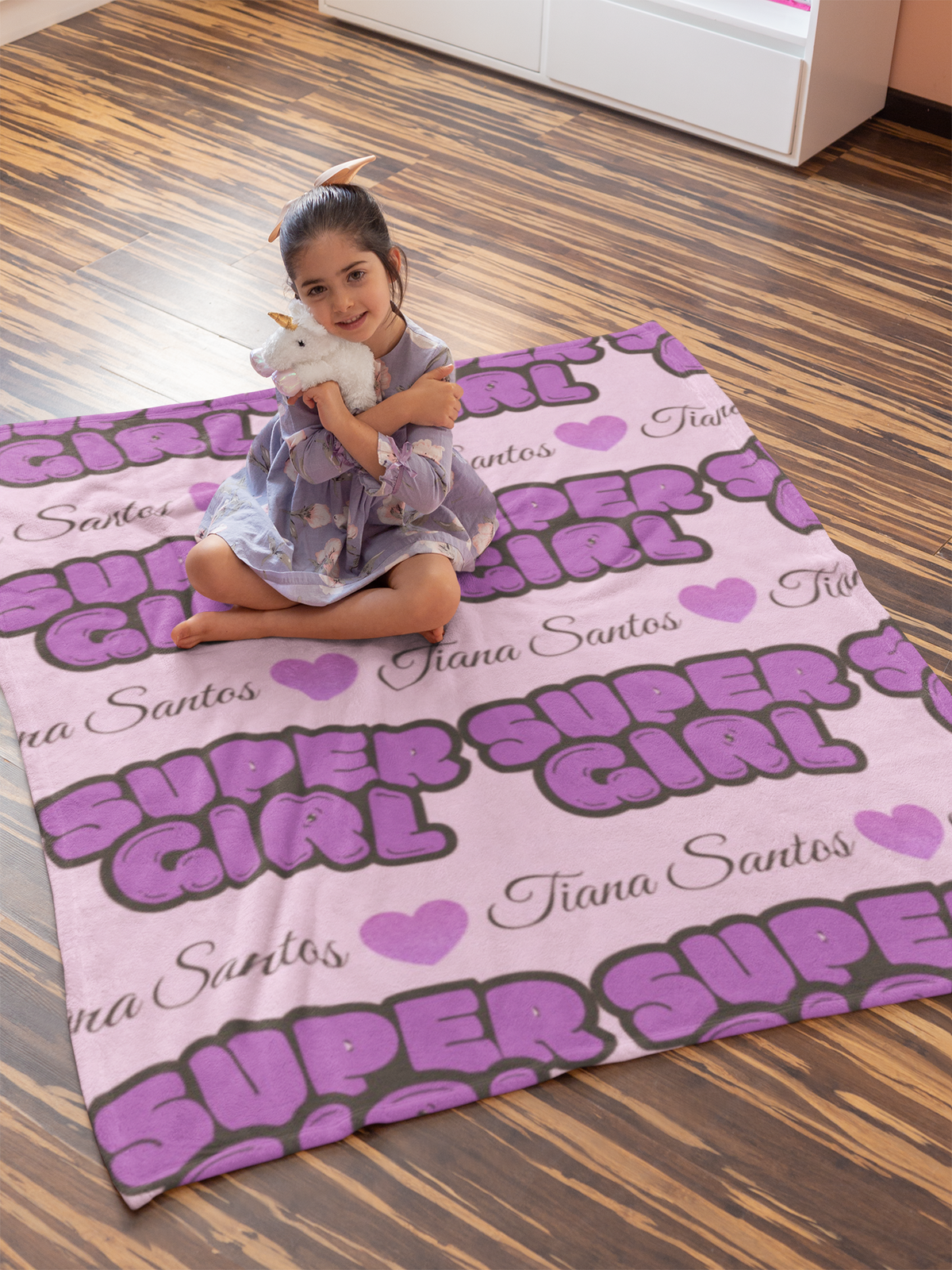 Personalized - Super Girl Velveteen Plush Blanket