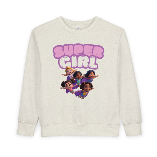 SuperGirl Toddler Sweatshirt — Cute Flying Superhero Graphic for Kids