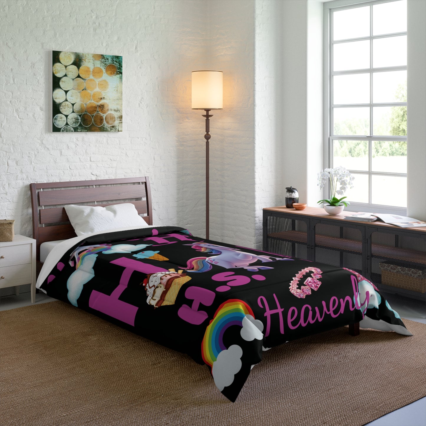 Personalized Name - Unicorn Comforter – Kids’ Rainbow & Ice Cream Bedroom Duvet