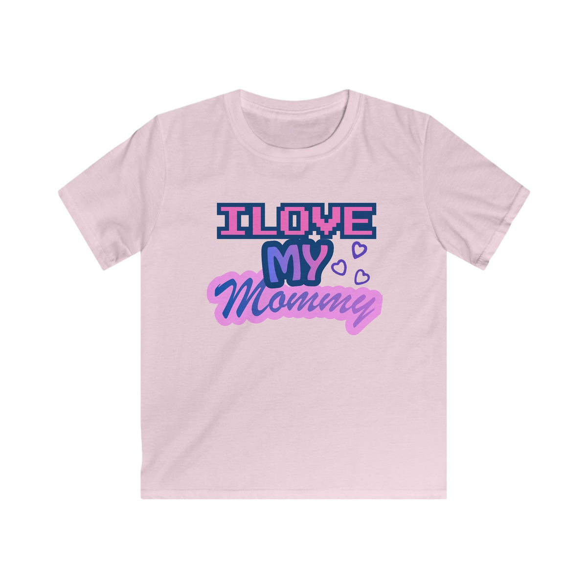 Kids T-Shirt — "I Love My Mommy" Retro Pixel Heart Design