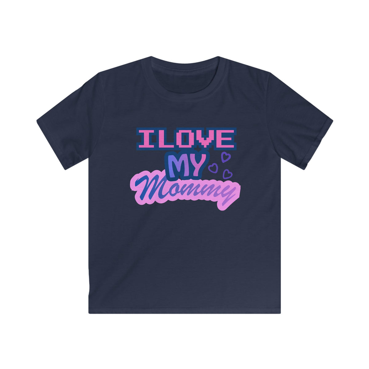 Kids T-Shirt — "I Love My Mommy" Retro Pixel Heart Design