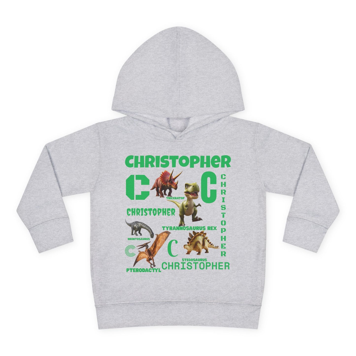 Boys Toddler Hoodie — Personalized Dino Name Collage (Custom Kids Pullover)