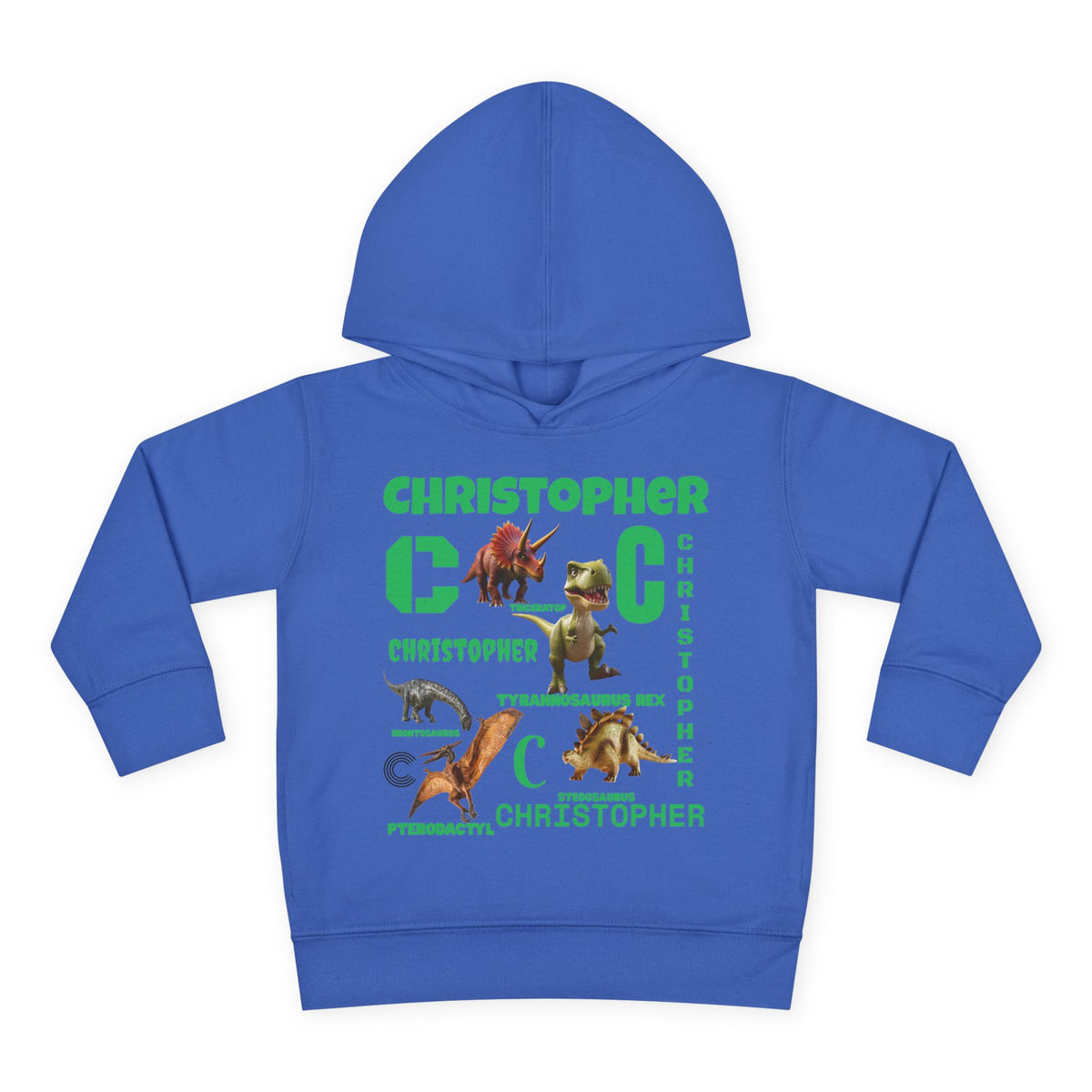 Boys Toddler Hoodie — Personalized Dino Name Collage (Custom Kids Pullover)
