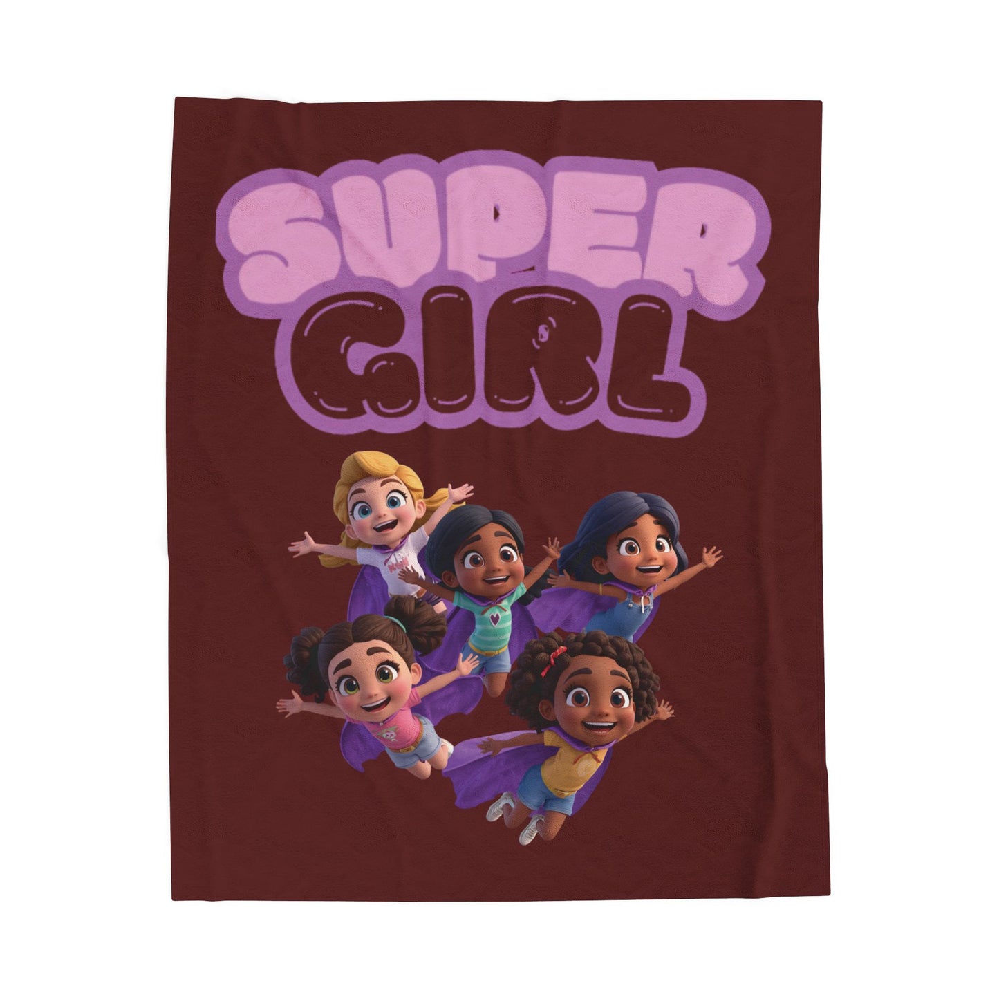 Super Girl Velveteen Plush Blanket — Kids’ Superhero Girls Throw