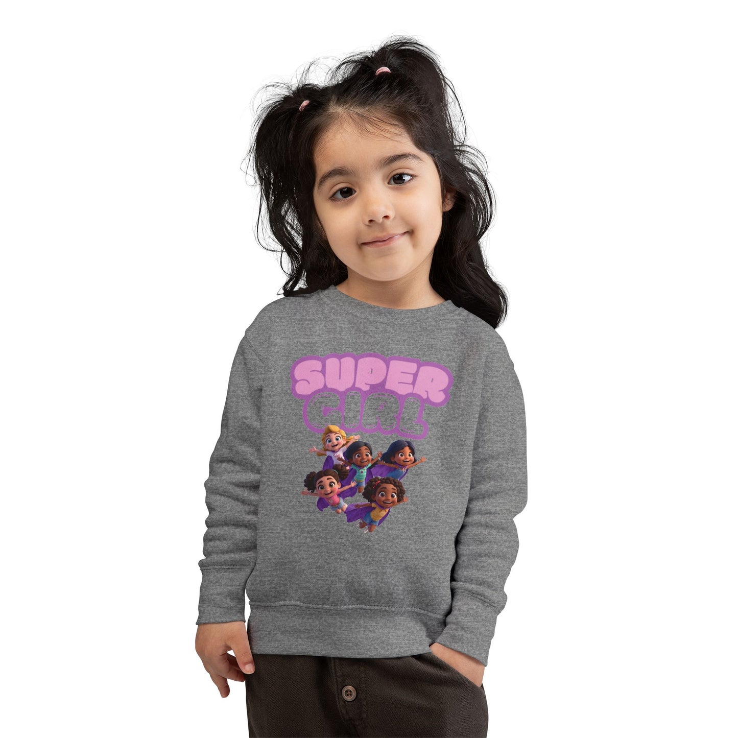 SuperGirl Toddler Sweatshirt — Cute Flying Superhero Graphic for Kids