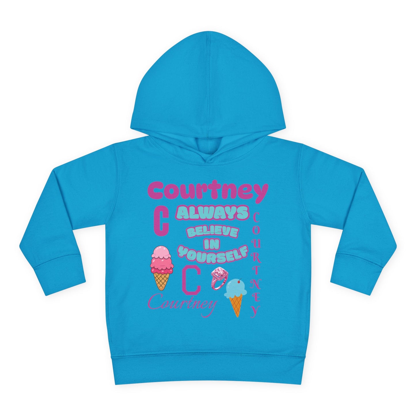 Personalized Toddler Hoodie - "Always Believe in Yourself" Cute Ice Cream Design