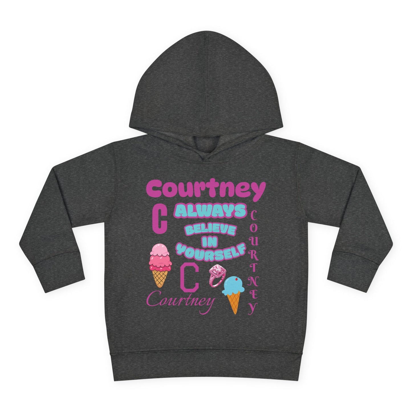 Personalized Toddler Hoodie - "Always Believe in Yourself" Cute Ice Cream Design